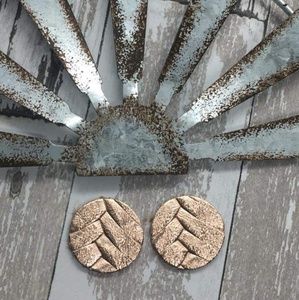 Genuine Leather Earrings- Rose Gold Fishtail Studs